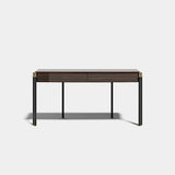 Grosvenor Two Drawer Luxury Console Table: matt dark wood veneer with metal legs