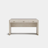 Halcyon Leather Wrapped Luxury Console Table: ivory genuine leather (Cat B) with a matching matt top