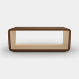 Caffe Latte Harar Side Table in walnut and Omega Toffee leather