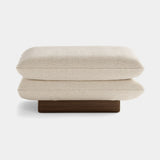 Mezzo Collection James Stool, Designers Guild Kinmel Chalk FDG3006/10 fabric, matte walnut frame, polished brass, available from Touched Interiors UK