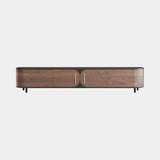 Azure TV Cabinet in walnut with a black top