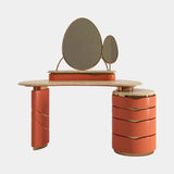 Jetclass Donna Dressing Table in terracotta with a marble top and bronze mirrors