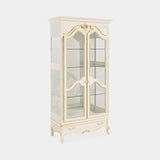 Glamour Display Cabinet in cream lacquer with gold leaf trim