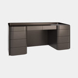 Hive Desk in dark lacquer with a sculpted honeycomb base