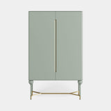 Lust Bar Cabinet, shown in soft green lacquer, front view