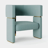 Jetclass Metropolis Armchair, shown in pale blue velvet