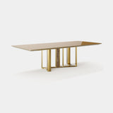 Phoenix Dining Table 220 cm, in greige lacquer on gold pedestals