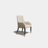 Josephine Lacquered Leg Luxury Dining Chair: ivory upholstery (Cat B) with black lacquered legs and metal tips