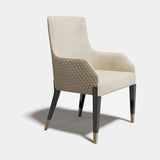 Josephine Lacquered Leg Luxury Dining Chair: ivory upholstery (Cat B) with black lacquered legs and metal tips