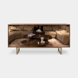 Caffe Latte Kafe Sideboard in walnut and bronze mirror