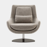 Domkapa Elba Armchair in Devon Silver fabric with an Onyx Polished steel base