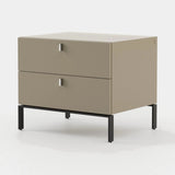 Laskasas Amber Bedside Table in Beige Grey Lacquer Matte