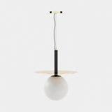 Laskasas Andy Suspension Lamp in Gilded Polished Stainless Steel