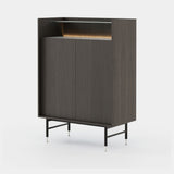 Laskasas Desmond Bar Cabinet in Smoked Oak Veneer Matte