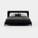 Laskasas Gray Bed in Vienna Deep Blue velvet, second view