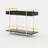Laskasas Janice Tea Cart in Black Lacquer Matte