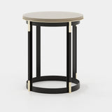 Laskasas Lyssa Side Table in Beige Grey Lacquer Matte