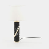 Laskasas Martin Table Lamp in Nero Marquina Polished Marble