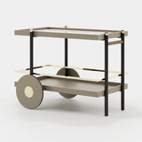 Laskasas Pitt Tea Cart in Beige Grey Lacquer Matte