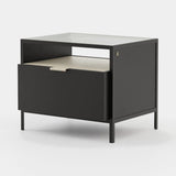 Laskasas Rowling Bedside Table in Black Lacquer Matte