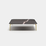 Linley Metal Leg Luxury Coffee Table: sahara Noir marble top with metal legs