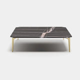 Linley Metal Leg Luxury Coffee Table: sahara Noir marble top with metal legs