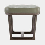 Domkapa Vincent Bench, view 2, in grey green leather with a dark stained ash frame