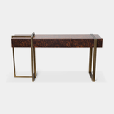 Caffe Latte Lungo Console Table in walnut and bronze