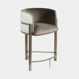 Castro Lighting Marie Bar Chair in fabric upholstery with a gold-plated brass frame, available from Touched Interiors UK