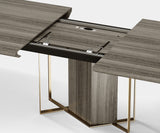 Modern Minimalist Dining Table: Lineage with Brass Detail - Experience the fusion of modern minimalism and natural beauty with the Veiled Beauty Dining Table by Outline. The eucalyptus veneer tabletop is encased in a sleek brass frame, adding a touch of luxury to your dining space.