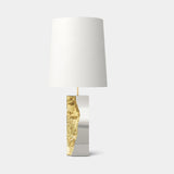 Boca do Lobo Lapiaz Table Lamp in polished stainless steel with brass, available from Touched Interiors UK