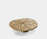 The Private Label Majus Centre Table: Elegant & Gracful Round Masterpiece Modern Living Room: Patina Center Table with Organic Inspiration - Experience the fusion of modern design and organic beauty with the Patina Center Table by Pardo. This round table features a captivating aged brass base with a blooming form, contrasting beautifully with the sleek ash olivato veneer tabletop. A statement piece for your modern living space.