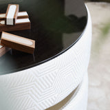Luxury Upholstered Amaris Bedside Table, close-up detail
