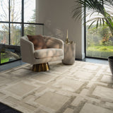 Luxury Viscose Geometric Lattice Rug, shown in a room setting