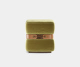 Modern Living Room Furniture with Retro Style: The Ellington Deco Stool by Touched Interiors elevates your space with its captivating blend of retro chic and contemporary luxury. Featuring rich walnut wood, gleaming brass accents, and a unique leather belt detail, this stool is a conversation starter.