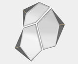 Luxxu Algerone Mirror in polished brass, grey frisé eucalyptus veneer and smoked mirror