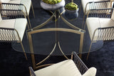 Bond Luxury Glass Dining Table with Luminous Golden Legs, base detail