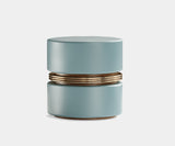 Macaron Deco Stool: Timeless Art Deco Inspiration. This luxurious walnut wood stool features a captivating sculpted design reminiscent of the Art Deco era, accented with gleaming brass detailing. Perfect for adding a touch of timeless elegance and modern comfort to your living space.