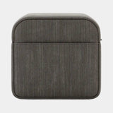 Domkapa Adley Pouf, view 5, in grey woven fabric with a leather pull
