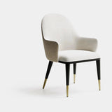 Marlowe Tailored Luxury Dining Chair: ivory upholstery (Cat B) with black legs and metal tips