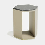 Mercer Metal Base Luxury Coffee Table: matt taupe lacquer with a matching dark top
