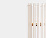 Lumière Floor Lamp: Customizable Luxury for Your Home. Experience the epitome of customizable luxury with the Lumière floor lamp by Mezzo Collection. This exquisite mid-century modern design, featuring a white metal body and a gold-plated interior, is available in a range of sizes to perfectly complement your existing décor.