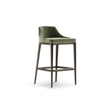 Aster Mindel Bar Stool, black oak stain matte wood and brushed brass, Jab City Velvet, available from Touched Interiors UK
