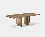 Luxury Dining Table with Parallel Lines Design - Experience the fusion of modern minimalism and luxury with the Parallel Lines Dining Table by Outline. This exquisite table features a walnut veneer tabletop and a base with elegant parallel brushed brass legs, adding a touch of sophistication to any dining room.