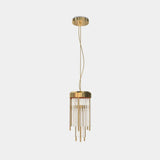 Luxxu Waterfall Pendant Light in gold plated brass and clear ribbed crystal glass
