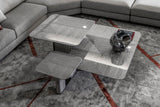 Giorgio Collection Moonlight Triple Coffee Table in high gloss curly eucalyptus and satin grey nickel, room setting 1