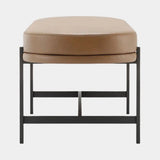 Domkapa Colbert Bench, view 2, in tan leather on a Black Texturized frame
