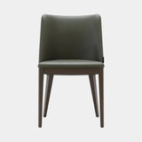 Domkapa Louise Dining Chair, view 1, in dark green leather with dark stained ash legs