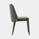 Domkapa Louise Dining Chair, view 2, in dark green leather with dark stained ash legs