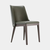 Domkapa Louise Dining Chair, view 3, in dark green leather with dark stained ash legs
